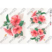 Kit 5 Papel Decoupage Opapel 30x45cm Flor Hibisco 2377 Opa