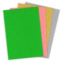 Kit 5 Papel Glitter Metálico A4 250g 10 Cores Sortidas