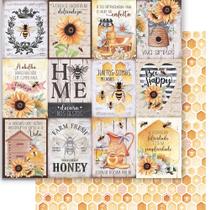 Kit 5 Papel Scrapbook Dupla Face Cards Abelhas Mel Sd-1263 30,5x30,5cm Litoarte