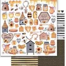 Kit 5 Papel Scrapbook Dupla Face Cards Pote de Mel Sd-1264 30,5x30,5cm Litoarte