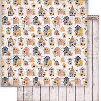 Kit 5 Papel Scrapbook Dupla Face Casinhas Abelhas Sd-1262 30,5x30,5cm Litoarte
