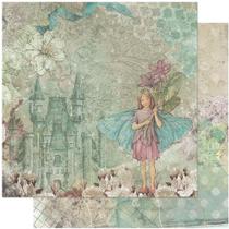 Kit 5 Papel Scrapbook Dupla Face Fada,castelo,flores Sd-1053 30,5x30,5cm Litoarte