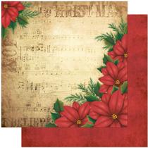 Kit 5 Papel Scrapbook Dupla Face Natal Poinsétia Vermelha Sdn-012 30,5x30,5cm Litoarte
