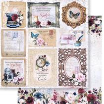 Kit 5 Papel Scrapbook Dupla Face Quadros Vintage Sd-1254 30,5x30,5cm Litoarte