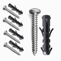 Kit 5 Parafuso Com Bucha 8mm Multiuso Phillips 48x50 Aço Para Fixação Em Tijolo Parede Concreto
