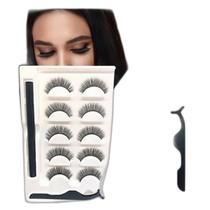 Kit 5 Pares Cílios Magnéticos Delineador + Aplicador Postiço