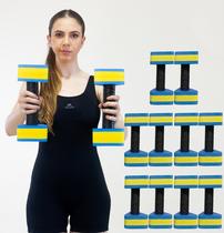 Kit 5 Pares de Halteres Hidroginástica Em EVA 1 A 2 Kg DF4011-AZ Azul/Amarelo Dafoca Sports