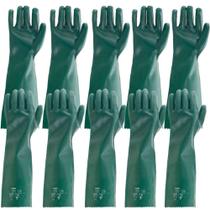 Kit 5 pares de luva pvc lisa com forro de algodão 56 cm - PLV 0056
