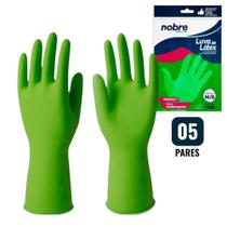 Kit 5 Pares de Luvas de Látex Verde M para Proteção Química Resistentes e Seguras