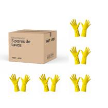 Kit 5 Pares Luva Amarela Multiuso Limpeza Uso Geral Medix em Látex Natural Kit 5 Pares Luva Amarela Multiuso Limpeza Uso Geral Medix em Látex Natural