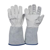 Kit 5 Pares Luva de Couro Vaqueta Punho 15cm Tam 10 EPI