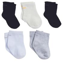 Kit 5 Pares Meia Lisa Soquete Bebê Puket Menino e Menina