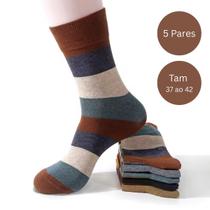 Kit 5 Pares Meia Masculina Listrada Colorida Algodão Casual Estilosa(Tam 37 ao 42)