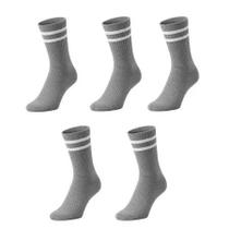 Kit 5 Pares Meias Listradas Cano Médio Algodão Academia Cross Skate Caminhada Rua hip hop 2 Listras Kit 5 Pares Meias Listradas Cano Médio Algodão Academia Cross Skate Caminhada Rua hip hop 2 Listras