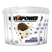 Kit 5 Pasta de Amendoim Vitapower Cookies e Cream 450g