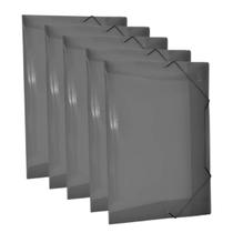 Kit 5 Pasta Plástica Escolar Escritório Fume c/ Elástico ACP