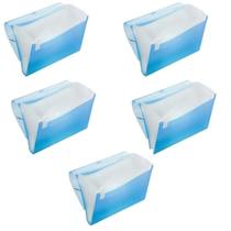 Kit 5 Pastas Sanfonadas Duplicata Azul 31 Divisórias 19x24cm