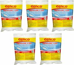 Kit 5 Pastilha Pedra Tablete de Cloro Estabilizado Genclor T-200 Genco Para Piscinas