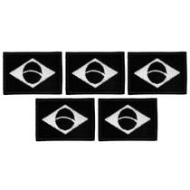 Kit 5 Patch Bandeira do Brasil Preta e Branca 5x3,5cm