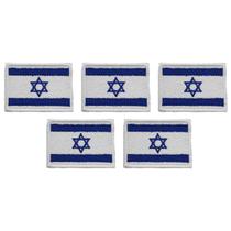 Kit 5 Patch Bordado Bandeira Israel Termocolante 5x3,5cm
