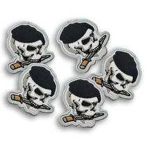 Kit 5 Patch Bordado Caveira Militar Termocolante Aplique 6x6,5