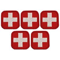 Kit 5 Patch Bordado Cruz Vermelha Socorrista Termocol 4x4cm