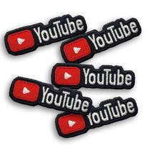 Kit 5 Patch Bordado YouTube Termocolante Aplique 8 x 2 cm