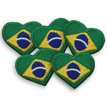 Kit 5 Patch Brasil Coração Termocolante Aplique 4x3cm