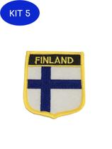 Kit 5 Patche Aplique Bordado Escudo Da Bandeira Da Finlândia