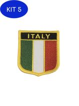 Kit 5 Patche Aplique Bordado Escudo Da Bandeira Da Itália
