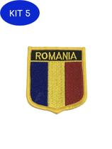 Kit 5 Patche Aplique Bordado Escudo Da Bandeira Da Romênia