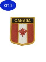 Kit 5 Patche Aplique Bordado Escudo Da Bandeira Do Canadá