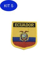 Kit 5 Patche Aplique Bordado Escudo Da Bandeira Do Equador