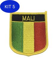Kit 5 Patche Aplique Bordado Escudo Da Bandeira Do Mali 6X7