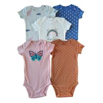 Kit 5 Pçs Body Importados Bebê Manga Curta Menina Original Kit 5 Pçs Body Importados Bebê Manga Curta Menina Original