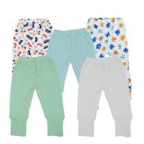 Kit 5 Pçs Calça Mijão Liso Estampado Vira Pé Enxoval Bebê