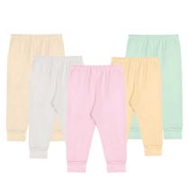 Kit 5 Pçs Calça Mijão Liso Suedine Vira Pé Enxoval Bebê