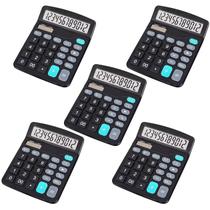 Kit 5 Pçs Calculadora 12 Dígitos 8 Funções Estudante Escritório Mesa Financeira Cálculo Simples Básica Bolso