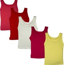 Kit 5 Pçs Camiseta Regata Infantil Bebe 100 Algodão Menina Menino