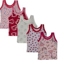 Kit 5 Pçs Camiseta Regata Infantil Bebe 100 Algodão Menina Menino