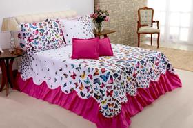 Kit 5 Pçs Cobre Leito Colcha Casal Queen Belize com Babados - DECCORALLE Kit 5 Pçs Cobre Leito Colcha Casal Queen Belize com Babados - DECCORALLE