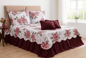 Kit 5 Pçs Cobre Leito Colcha Casal Queen Belize com Babados Kit 5 Pçs Cobre Leito Colcha Casal Queen Belize com Babados