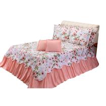 Kit 5 Pçs Cobre Leito Colcha Casal Queen Belize com Babados