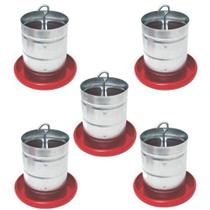 Kit 5 pçs comedouro 3 kg tub. galv. fundo plas c/5 pçs - TEMTUDOBH