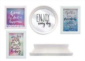Kit 5 pcs espelho porta retrato quadro prateleira decorativo