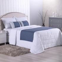 Kit 5 Pçs Peseira Cama Casal Padrão e Queen e Almofadas Cheias Copacabana Percal 300 Fios Kit 5 Pçs Peseira Cama Casal Padrão e Queen e Almofadas Cheias Copacabana Percal 300 Fios