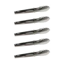 Kit 5 Pçs Pinça Pegadora Pegador Aço Inox Simples com Trava e Mola Multiuso 28cm Leve