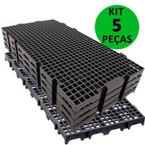 Kit 5 pçs piso plástico 25x50 preto - box e tablado multiuso - SNM PLÁSTICOS