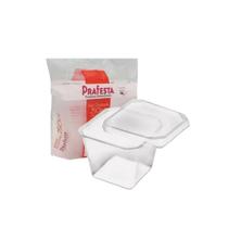 Kit 5 pcts. pote quadrado c/ tampa 250ml. sem lacre c/20 un. (prafesta)