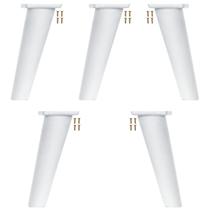 Kit 5 Pé Retrô de Plástico Branco Resistente para Móveis Cômoda Design Clássico e Fácil Instalação